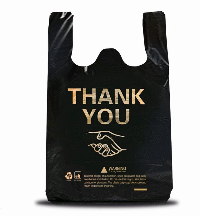 Main image of 150 pcs Extra Large Thank You Plastic T Shirt Bags for Small Business Store Disposable Plastic Shopping Bag with Handle tshirt Bulk 19x27