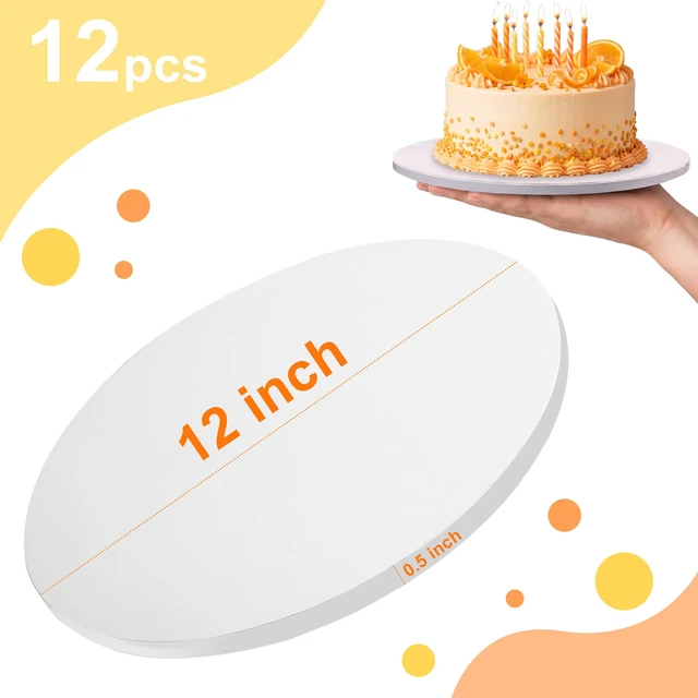 Alt view image 2 of 7 - 12 PCS Cake Boards 12 Inch Round 1/2 Inch Thick Sturdy Cake Drums, Food Grade White Cardboard, Base Para Pastel, Wedding, Party, Bakery Home Display