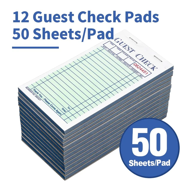 Alt view image 3 of 7 - Guest Checks Server Note Pads 600 Sheets With Carbonless 600 Copy Sheets for Restaurants (12 Books) 3.5" x 6.75" Per Ticket Books