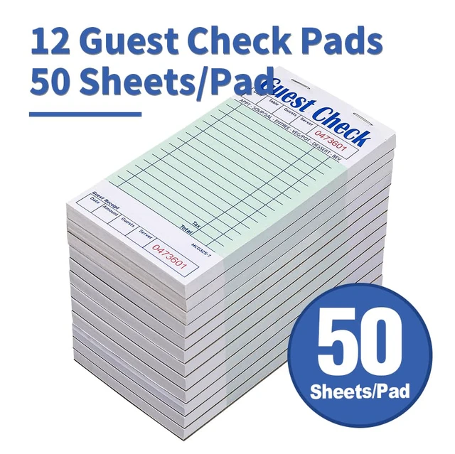 Alt view image 3 of 7 - Guest Checks Server Note Pads 600 Sheets Waitress Notepad for Restaurants (12 Books) 3.5" x 6.75" Per Ticket Book