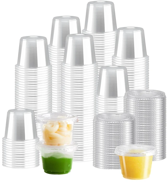 Main image of 500 Sets 1 oz Disposable Plastic Portion Cups with Lids Clear Food-safe Jello Shot Cups,Leak-proof Small Condiment Containers for Sauces/Salad/Dressings/Samples and Jello Shots