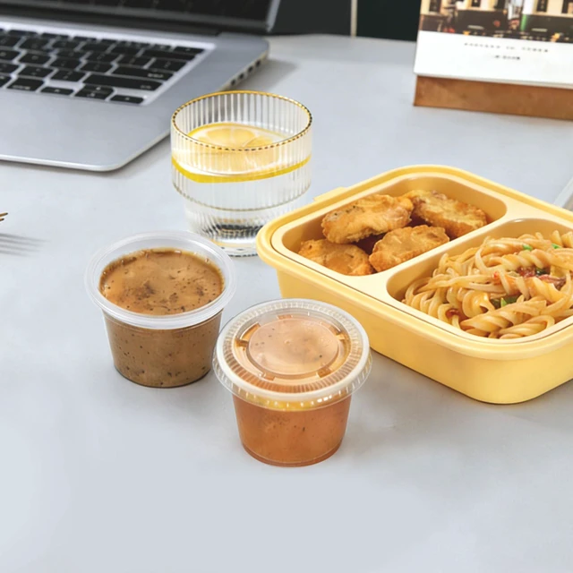 Alt view image 6 of 7 - 500 Sets 1 oz Disposable Plastic Portion Cups with Lids Clear Food-safe Jello Shot Cups,Leak-proof Small Condiment Containers for Sauces/Salad/Dressings/Samples and Jello Shots