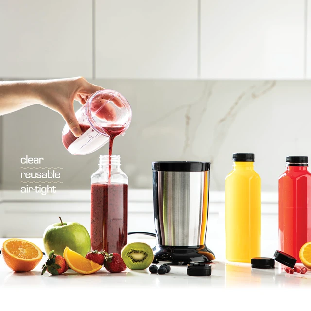 Alt view image 4 of 7 - 16 oz Juice Bottles with Caps, 20 Pack, Made in USA BPA-Free Plastic Bottles, Tamper-Evident Lids, Leak-Resistant, Shatterproof, Disposable & Recyclable, for Juicing & Fridge