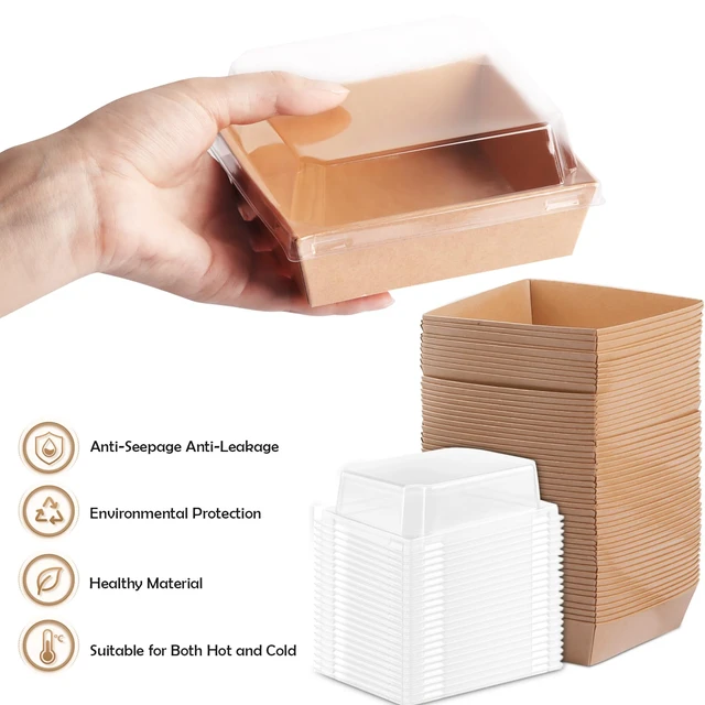Alt view image 2 of 6 - 50 Pack Charcuterie Boxes with Clear Lids, 4 Inches Brown Dessert Boxes To Go Disposable Mini Charcuterie Boxes for Cookie, Sandwich, Strawberry, Cupcake, Macaron, Cake Slice