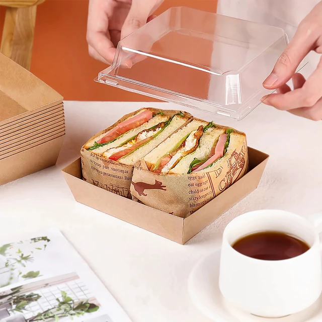Alt view image 4 of 6 - 50 Pack Charcuterie Boxes with Clear Lids, 4 Inches Brown Dessert Boxes To Go Disposable Mini Charcuterie Boxes for Cookie, Sandwich, Strawberry, Cupcake, Macaron, Cake Slice