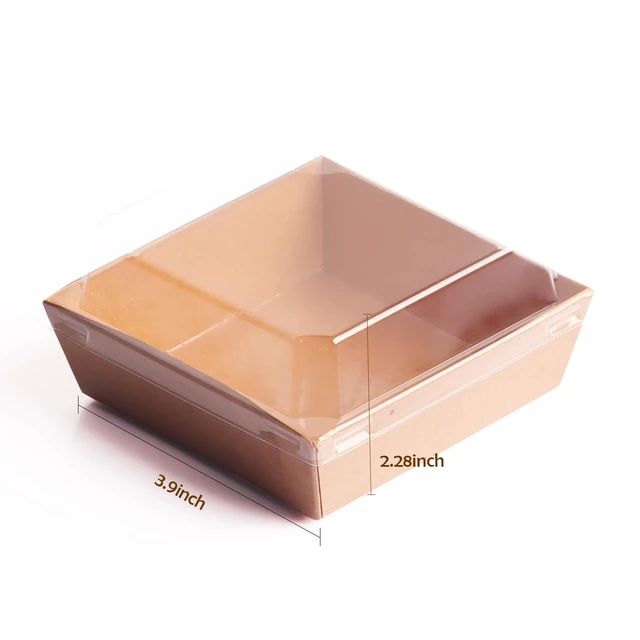 Alt view image 6 of 6 - 50 Pack Charcuterie Boxes with Clear Lids, 4 Inches Brown Dessert Boxes To Go Disposable Mini Charcuterie Boxes for Cookie, Sandwich, Strawberry, Cupcake, Macaron, Cake Slice