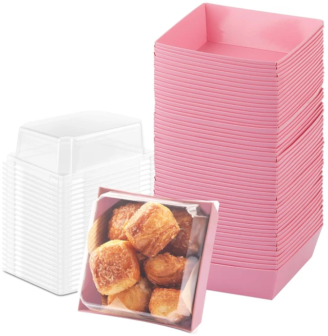 Main image of 50 Pack Charcuterie Boxes with Clear Lids, 4 Inches Pink Dessert Boxes To Go Disposable Mini Charcuterie Boxes for Cookie, Sandwich, Strawberry, Cupcake, Macaron, Cake Slice