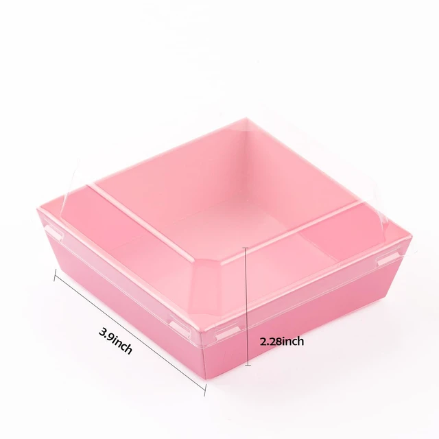 Alt view image 6 of 6 - 50 Pack Charcuterie Boxes with Clear Lids, 4 Inches Pink Dessert Boxes To Go Disposable Mini Charcuterie Boxes for Cookie, Sandwich, Strawberry, Cupcake, Macaron, Cake Slice