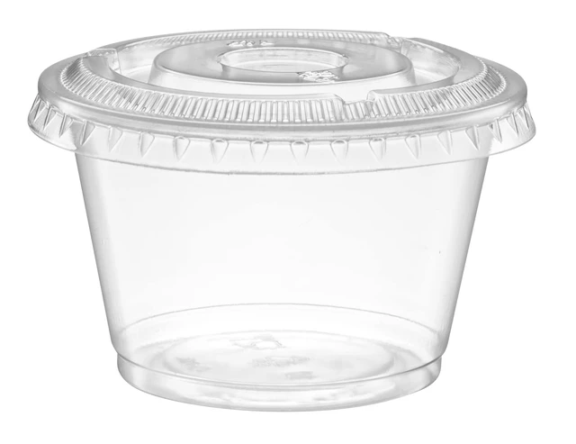 Alt view image 7 of 7 - {4 oz - 100 Sets} Clear Diposable Plastic Portion Cups With Lids, Small Mini Containers For Portion Controll, Jello Shots, Meal Prep, Sauce Cups, Slime, Condiments, Medicine, Dressings, Crafts