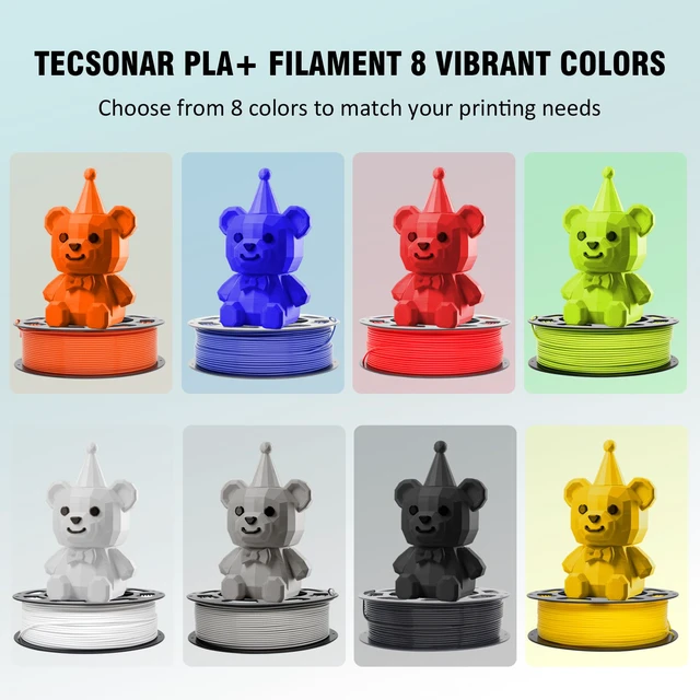 Alt view image 2 of 7 - 3D Printer Filament 1.75mm PLA + Filament 250g*8 Spool High Tough Low Warp 3D Printing Filament ±0.02mm for All FDM Printers