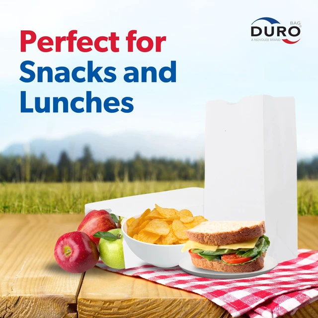 Alt view image 6 of 7 - 4# White Paper Lunch Bags, 500 Count, 5 x 3.12 x 9.75 In Paper Lunch Bags Bulk, Large Disposable Sacks for Sandwiches, Bagels, Deli, Bakery, Grocery, Takeout & Delivery