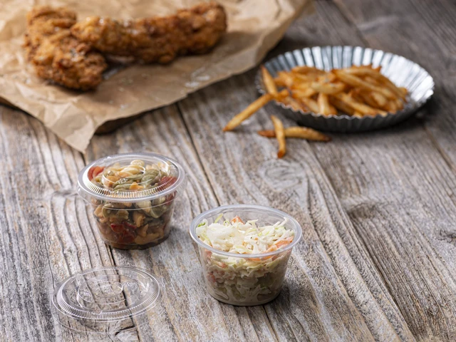 Alt view image 3 of 7 - {4 oz - 100 Sets} Clear Diposable Plastic Portion Cups With Lids, Small Mini Containers For Portion Controll, Jello Shots, Meal Prep, Sauce Cups, Slime, Condiments, Medicine, Dressings, Crafts