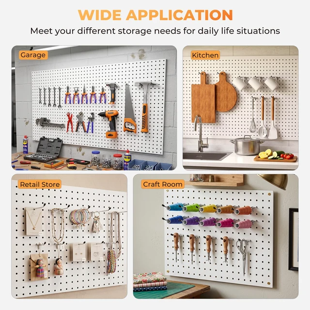 Alt view image 7 of 7 - 50 Pack 6 Inch Pegboard Hooks with Rubber Tipped, 1/4" Heavy Duty Peg Board Hooks Accessories,Peg Board Tool Hangers Fit 1/4" Pegboard, For Hanging Tools Garage, Craft Room, Kitchen, Store