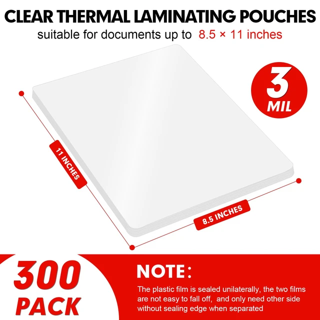 Alt view image 2 of 7 - Laminating Sheets, 300 Pack Clear Thermal Laminating Plastic Paper Laminator Sheets, 9 x 11.5-Inch, 3mil, Ideal Office or School Supplies