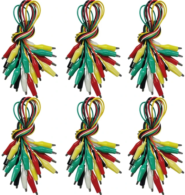 Main image of 60PCS Premium Alligator Clips Electrical, Crocodile Test Leads with Test Probes, 5 Colors Double-Ended Jumper Wires with Alligator Clips for Multimeter, DIY Engineering Experiment Circuit Connection