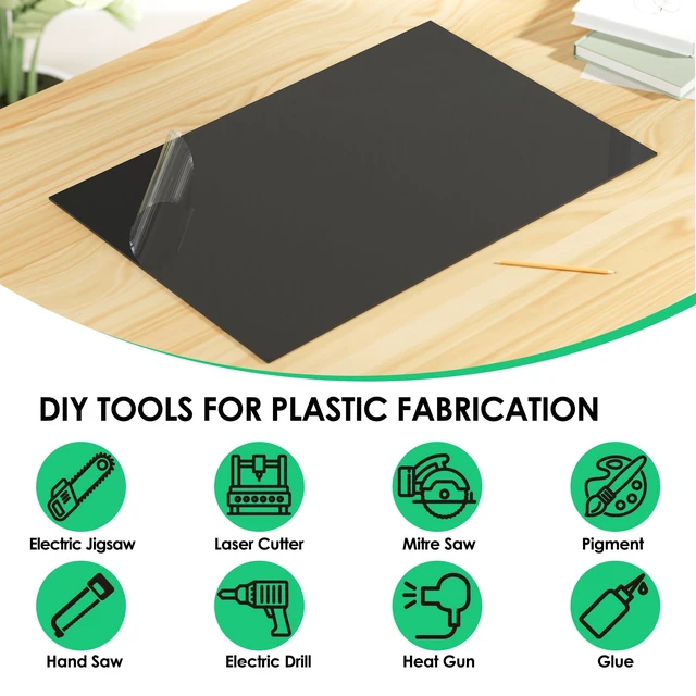 Alt view image 4 of 7 - ABS Plastic Sheet 1/8" x 36" x 24",Dual-Surface - Textured & Smooth, 1 Pack Black Rigid Thermoplastic Board for Signs, Crafts, DIY Projects