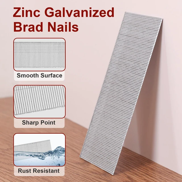 Alt view image 3 of 6 - 18 Gauge Brad Nails, 6000 Counts 2-inch 18 GA Brad Nails, Galvanized Nails for Nail Gun, Finishing Nail Gun Nails for Pneumatic, Electric Brad Nailer Gun
