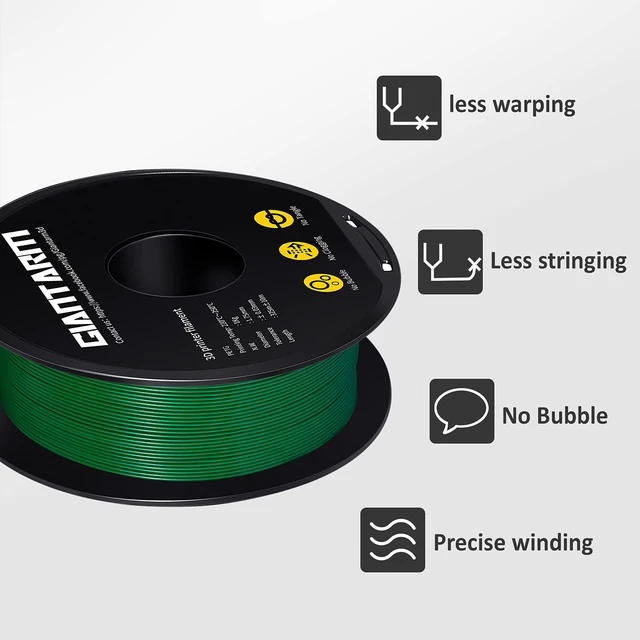 Alt view image 4 of 7 - PETG Filament 1.75mm 1kg (2.2lb), Green PETG Filament for 3D Printer, High Precision, Strong Toughness, Moistureproof, Odorless, Green