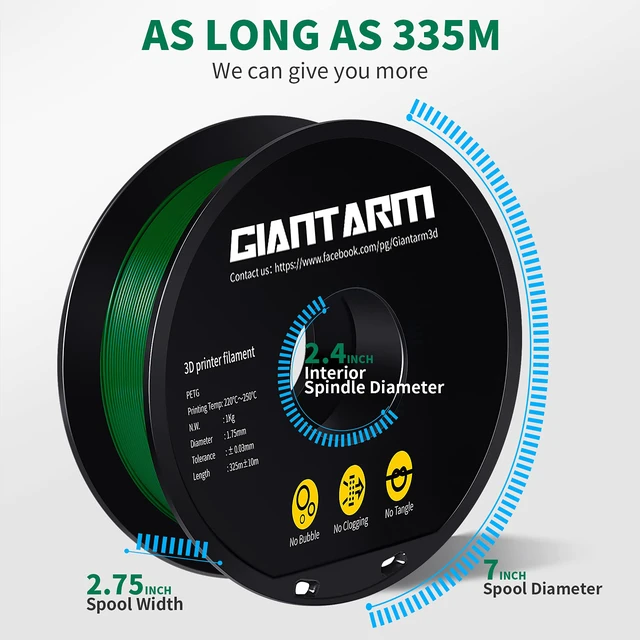 Alt view image 5 of 7 - PETG Filament 1.75mm 1kg (2.2lb), Green PETG Filament for 3D Printer, High Precision, Strong Toughness, Moistureproof, Odorless, Green