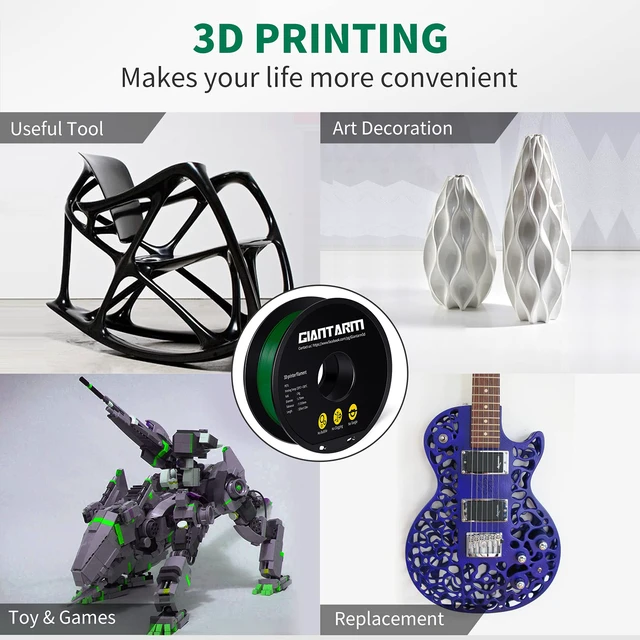 Alt view image 7 of 7 - PETG Filament 1.75mm 1kg (2.2lb), Green PETG Filament for 3D Printer, High Precision, Strong Toughness, Moistureproof, Odorless, Green