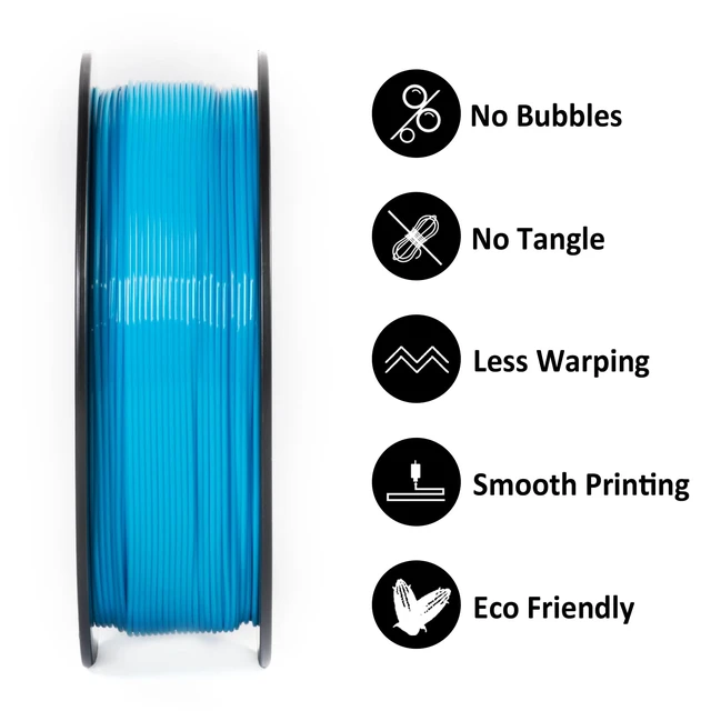 Alt view image 2 of 6 - PETG Filament 1.75mm 1kg (2.2lb), Blue PETG Filament for 3D Printer, ±0.02mm Accuracy, High Precision, Strong Toughness, Neatly Wound & Moistureproof, Non-Clogging&Non-Stringing, Water Blue