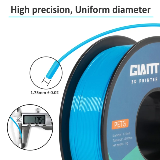 Alt view image 3 of 6 - PETG Filament 1.75mm 1kg (2.2lb), Blue PETG Filament for 3D Printer, ±0.02mm Accuracy, High Precision, Strong Toughness, Neatly Wound & Moistureproof, Non-Clogging&Non-Stringing, Water Blue