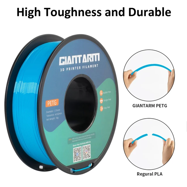 Alt view image 5 of 6 - PETG Filament 1.75mm 1kg (2.2lb), Blue PETG Filament for 3D Printer, ±0.02mm Accuracy, High Precision, Strong Toughness, Neatly Wound & Moistureproof, Non-Clogging&Non-Stringing, Water Blue