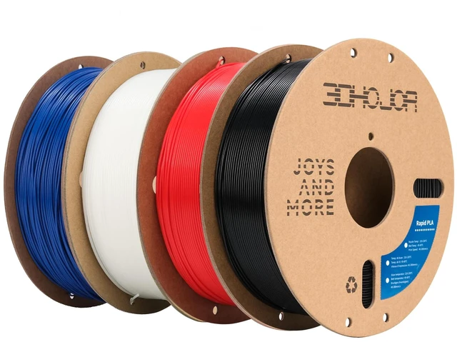 Main image of High Speed Printer Filament 1.75mm 1kg*4 Cardboard Spool Rapid PLA to 5X Faster Printing Filament PLA Dimensional Accuracy +/- 0.02 mm Fits for Most FDM 3D Printer -Black, White, Blue, Red