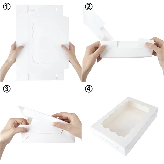 Alt view image 4 of 7 - 24pcs Cookie Boxes with Window, 12x8x2.5 In White Bakery Boxes Food-Grade Treat Boxes, Dessert Boxes Ideal for Chocolate Covered Strawberries,Muffins, Donuts, Pastries and More
