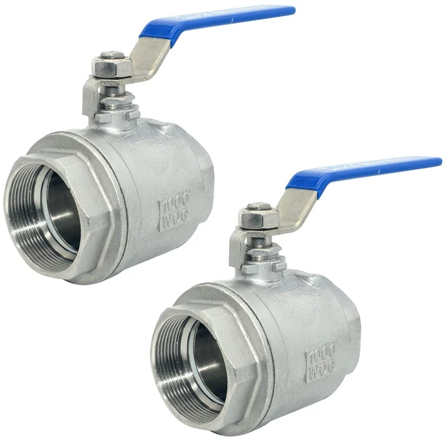 Main image of 2" NPT Female 316 Stainless Steel Full Port Ball Valve Vinyl Handle WOG1000 (2 inch 2pcs)