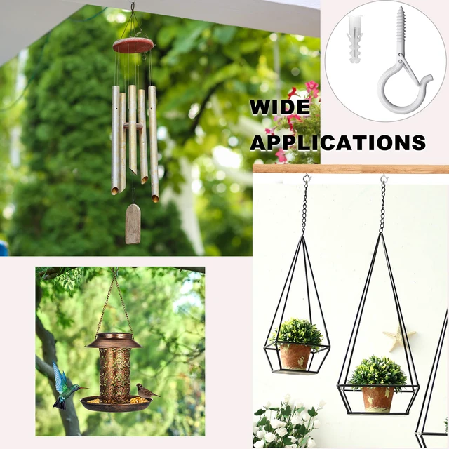 Alt view image 4 of 7 - 30 Pack Screw Hooks for Hanging Plants Outdoor Lights(White) Christmas Seasonal Lighting, Heavy Duty 2.2 Inch Eye Hook Cup Ceiling Hook Q-Hanger for Patio, Wall Wood Ceiling Deck Mount