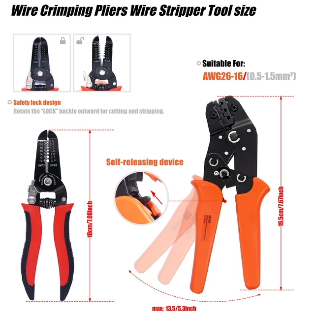 Alt view image 3 of 7 - /640Pcs 2.8/4.8/6.3mm Quick Splice Male and Female Wire Spade Connector Crimp Terminal Golden Kit with Wire Terminal Crimping Pliers Tools 26-16AMG for Electrical Wiring Car Audio Speaker
