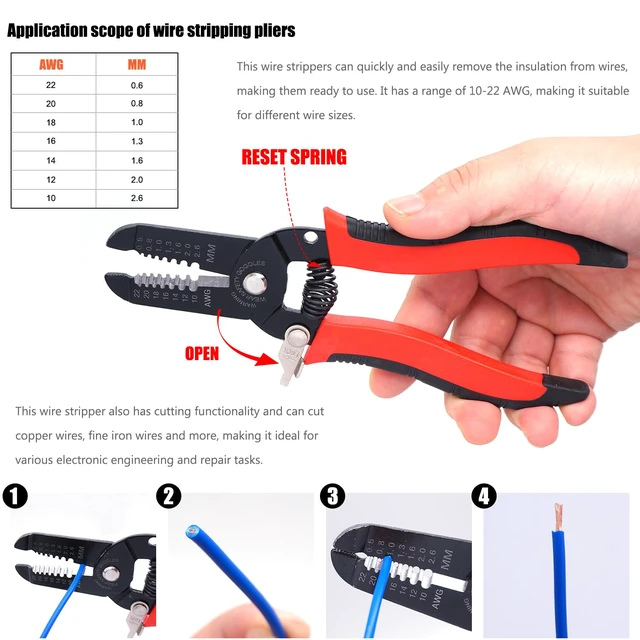 Alt view image 5 of 7 - /640Pcs 2.8/4.8/6.3mm Quick Splice Male and Female Wire Spade Connector Crimp Terminal Golden Kit with Wire Terminal Crimping Pliers Tools 26-16AMG for Electrical Wiring Car Audio Speaker