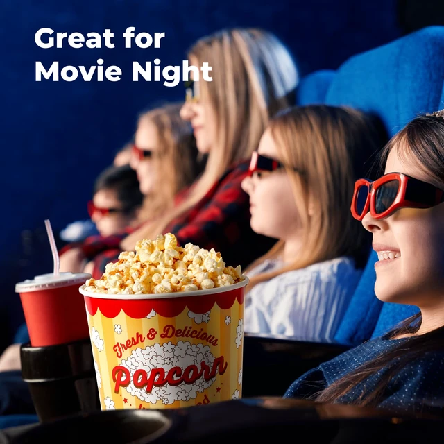 Alt view image 7 of 7 - 25 Pack Large Popcorn Buckets Disposable, 130 Oz Yellow and Red Paper Popcorn Containers Tubs for Home and Theater Movie Night