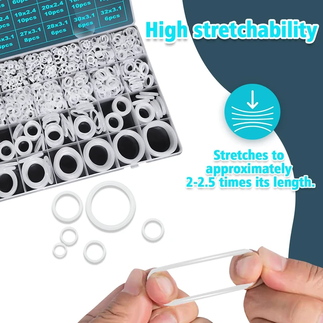 Alt view image 5 of 7 - 1228 Pcs 32 Size Clear Food Grade Silicone O Rings Assortment Kit with Pick and Hook,White Heat Resistance VMQ Seal O Ring Set Metric OD:4-32mm
