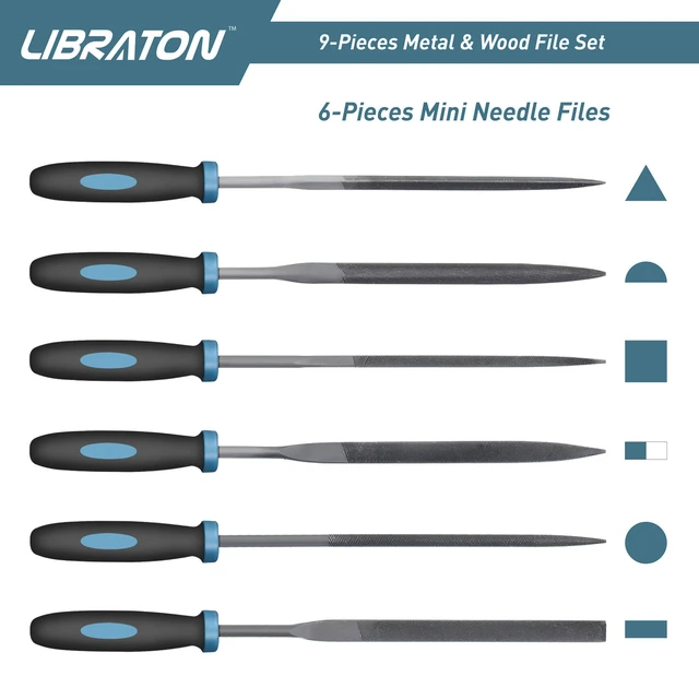 Alt view image 5 of 7 - Metal Files 9PCs, File Set for Metal, Needle Files, Files Rasps Flat, Round, Half-Round Files for Metalworking, Metal, Woodworking, Wood, Carpentry