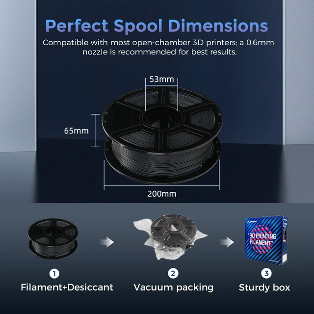 Alt view image 6 of 6 - Carbon Fiber PLA Filament 1.75mm Volcanic Rock Gray, Reinforced 3D Printer Filament 1kg, Lightweight & High-Strength PLA-CF Filament, Strong & Easy to Print