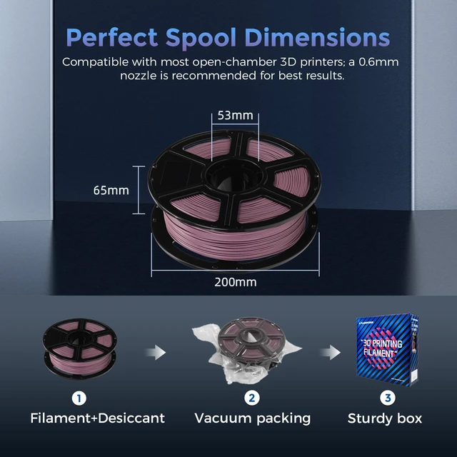 Alt view image 6 of 6 - Carbon Fiber PLA Filament 1.75mm Dusty Pink, Reinforced 3D Printer Filament 1kg, Lightweight & High-Strength PLA-CF Filament, Strong & Easy to Print