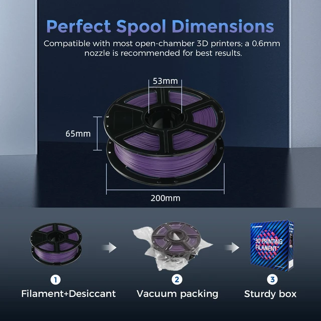 Alt view image 7 of 7 - Carbon Fiber PETG Filament 1.75mm Iris Purple, Reinforced 3D Printer Filament 1kg, Lightweight & High-Strength PETG-CF Filament, Strong & Easy to Print