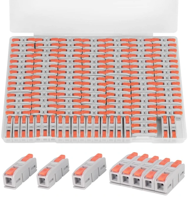 Main image of 120PCS Lever Wire Connectors, Mini Quick Connector Push-in, 1 in 1 Out Electrical Wire Inline Terminal for Splicing 24-12 AWG