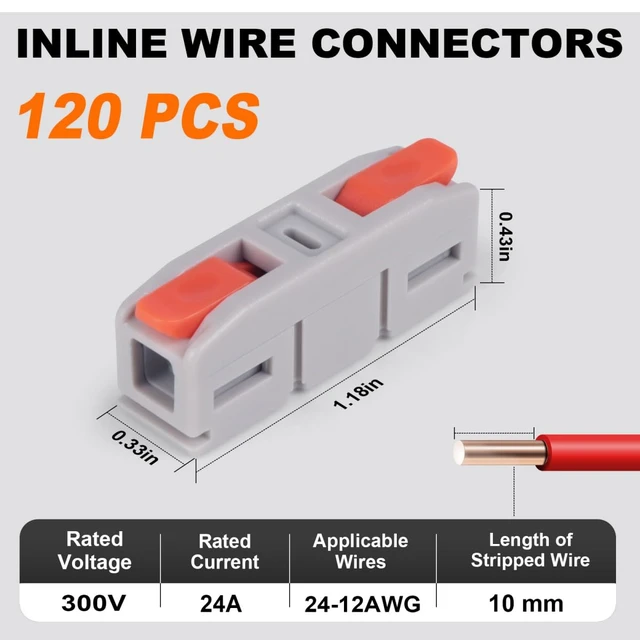 Alt view image 2 of 7 - 120PCS Lever Wire Connectors, Mini Quick Connector Push-in, 1 in 1 Out Electrical Wire Inline Terminal for Splicing 24-12 AWG