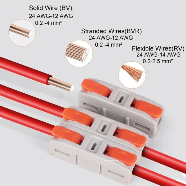 Alt view image 4 of 7 - 90PCS Lever Wire Connectors, Mini Quick Connector Push-in, 1 in 1 Out Electrical Wire Inline Terminal for Splicing 24-12 AWG