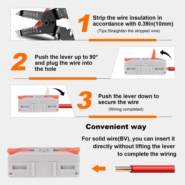 Alt view image 3 of 7 - 90PCS Lever Wire Connectors, Mini Quick Connector Push-in, 1 in 1 Out Electrical Wire Inline Terminal for Splicing 24-12 AWG