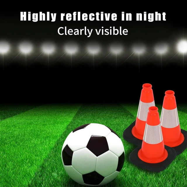 Alt view image 5 of 7 - 4 Pack 12 Inch Red Traffic Cones with 4 Inch Reflective Collar, Heavy Duty PVC Safety Cones with 8.5 x 8.5 Inch Base for Parking, Driving Practice, Sports Training, and Construction