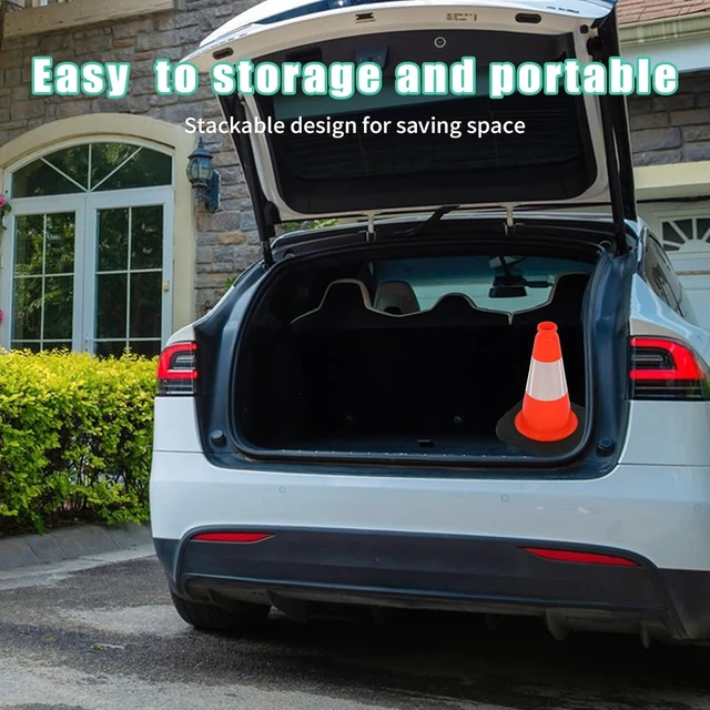 Alt view image 6 of 7 - 4 Pack 12 Inch Red Traffic Cones with 4 Inch Reflective Collar, Heavy Duty PVC Safety Cones with 8.5 x 8.5 Inch Base for Parking, Driving Practice, Sports Training, and Construction