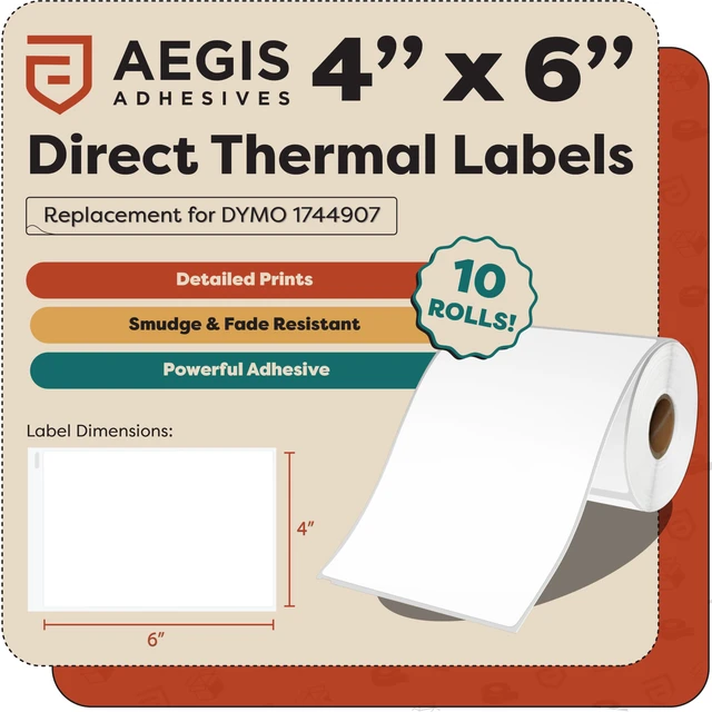 Alt view image 2 of 7 - 4x6 Shipping Labels, Direct Thermal Labels, DYMO 4XL 1744907 Return Address Labels for Mailing, Packages - Compatible with Zebra, Rollo Printers - (2200 Count, 10 Rolls, Not 5XL)
