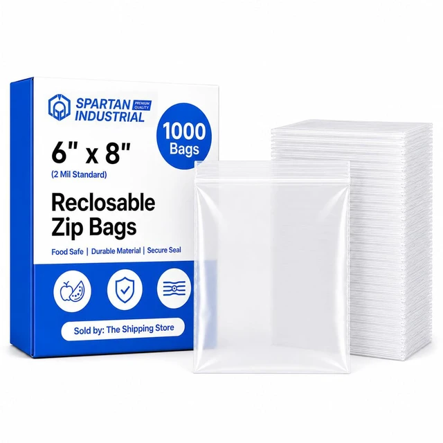 Main image of 6 X 8 (1000 Count) 2 Mil Clear Reclosable Zip Plastic Poly Bags with Resealable Lock Seal Zipper