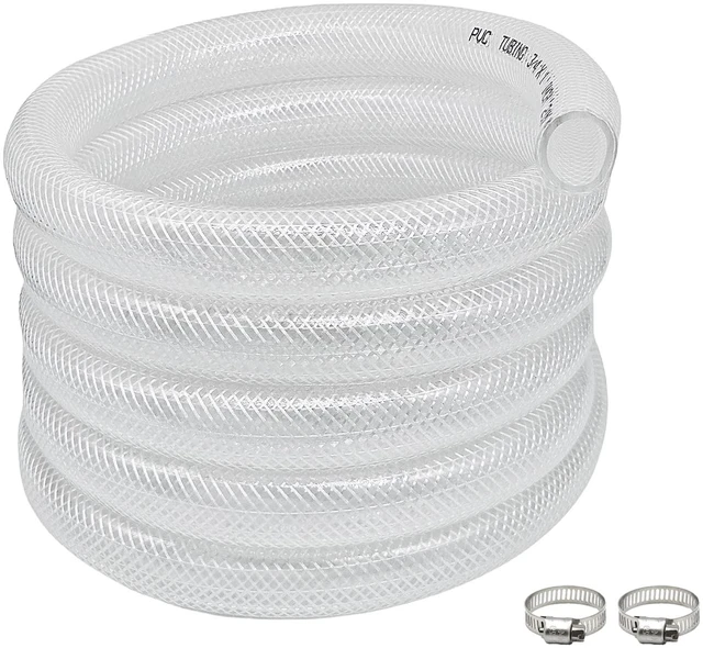 Main image of 1/2" ID x 3/4" OD - 25Ft Clear Braided Plastic Vinyl Tubing PVC Flexible Vinyl Tube Heavy Duty UV Chemical Resistant Hose Water