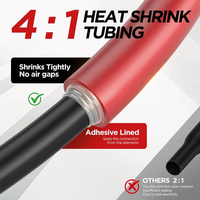 Alt view image 6 of 7 - 7-Size Heat Shrink Tubing Roll Kit: 4:1 Adhesive Lined, 54 Ft Marine Grade Waterproof, Insulated Sealed, Oil-Proof & Wear-Resistant, for Home Use & Industrial Applications (Red)