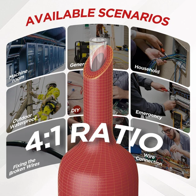 Alt view image 7 of 7 - 7-Size Heat Shrink Tubing Roll Kit: 4:1 Adhesive Lined, 54 Ft Marine Grade Waterproof, Insulated Sealed, Oil-Proof & Wear-Resistant, for Home Use & Industrial Applications (Red)
